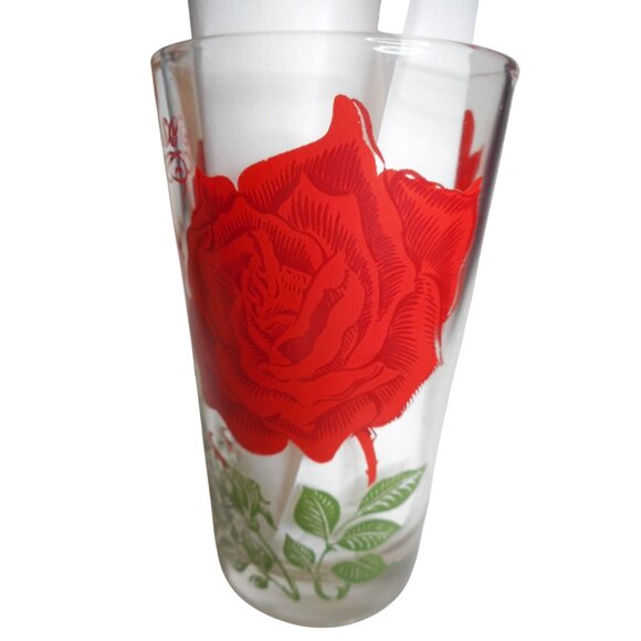 MCM Boscul Peanut Butter Drinking Juice Glass Tumbler Red Rose Estate  5"  #4 - Picture 3 of 4